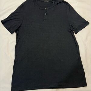 Theory Men's Black Short Sleeve Henley